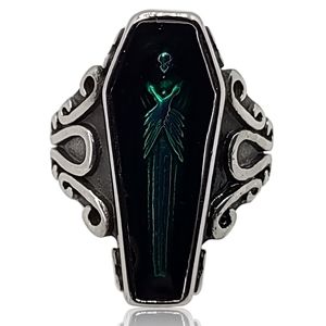 Gothic Punk Green Skeleton Vampire Coffin Ring